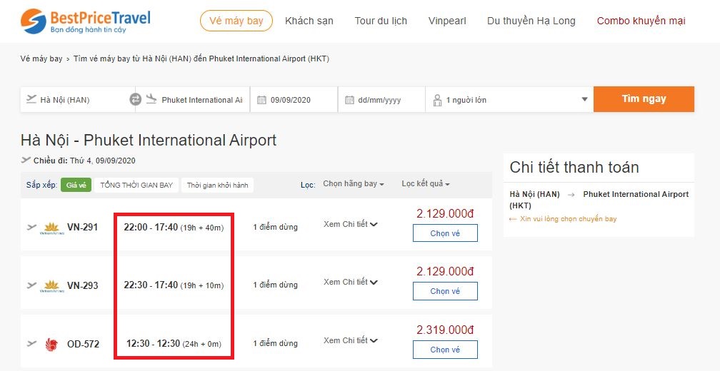 Thời gian bay từ Hà Nội đến Phuket mất bao lâu?