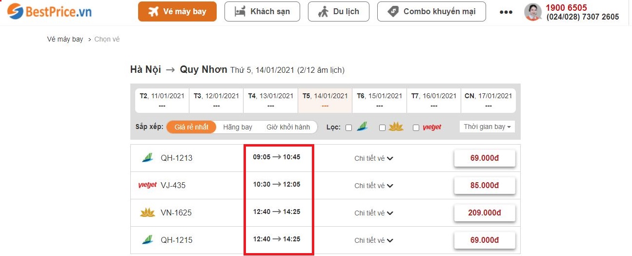 Đặt vé máy bay giá rẻ từ Hà Nội đến Quy Nhơn tại website betsprce.vn