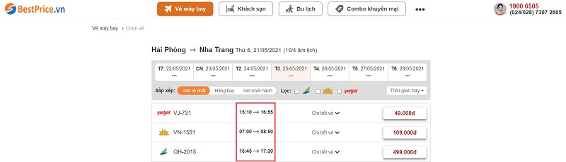 Đặt vé máy bay giá rẻ Hải Phòng đi Nha Trang tại website bestprice.vn