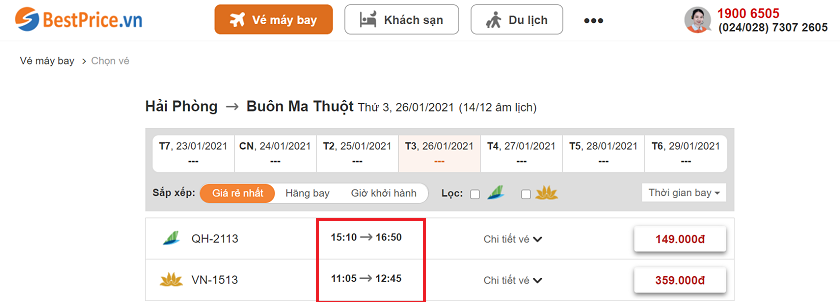 Đặt vé máy bay Hải Phòng đi Buôn Ma Thuột tại BestPrice