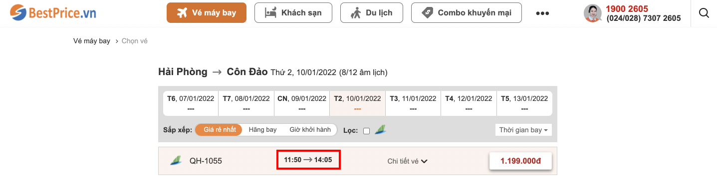 Đặt vé máy bay giá rẻ Hải Phòng đi Côn Đảo tại website bestprice.vn