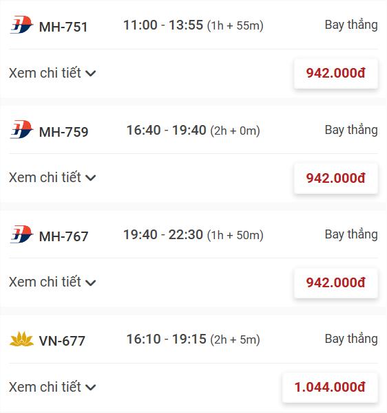 Thời gian bay từ Hồ Chí Minh đến Kuala Lumpur, Malaysia