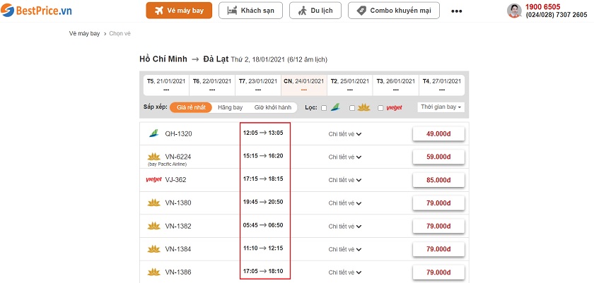Đặt vé máy bay Hồ Chí Minh đi Đà Lạt tại website bestprice.vn
