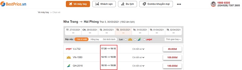 Đặt vé máy bay giá rẻ Nha Trang đi Hải Phòng tại website bestprice.vn