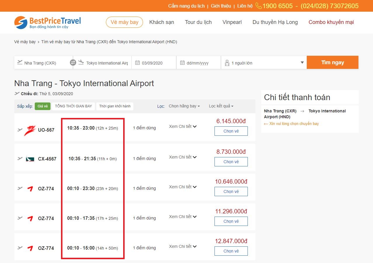 Thời gian bay từ Nha Trang đến Tokyo Haneda mất bao lâu?