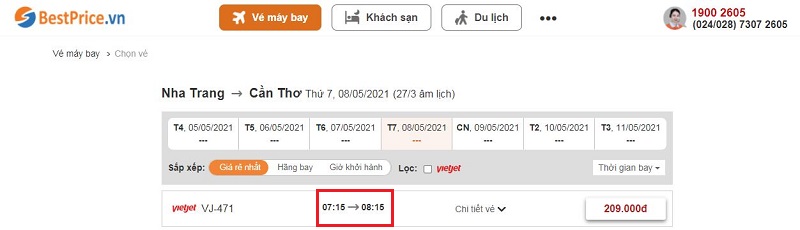 Đặt vé máy bay giá rẻ Nha Trang đi Cần Thơ tại website bestprice.vn 