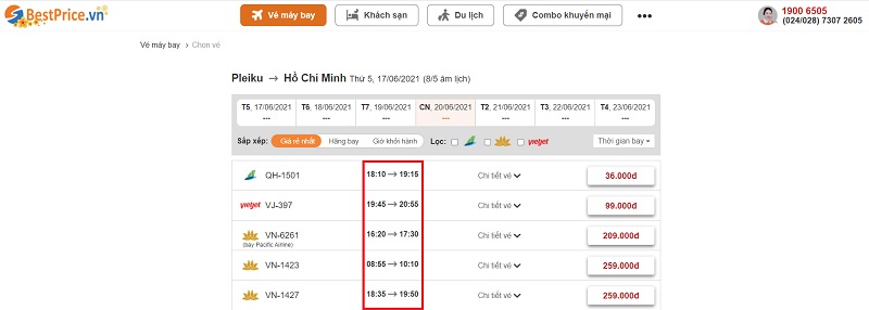 Đặt vé máy bay giá rẻ Pleiku đi Hồ Chí Minh tại website bestprice.vn