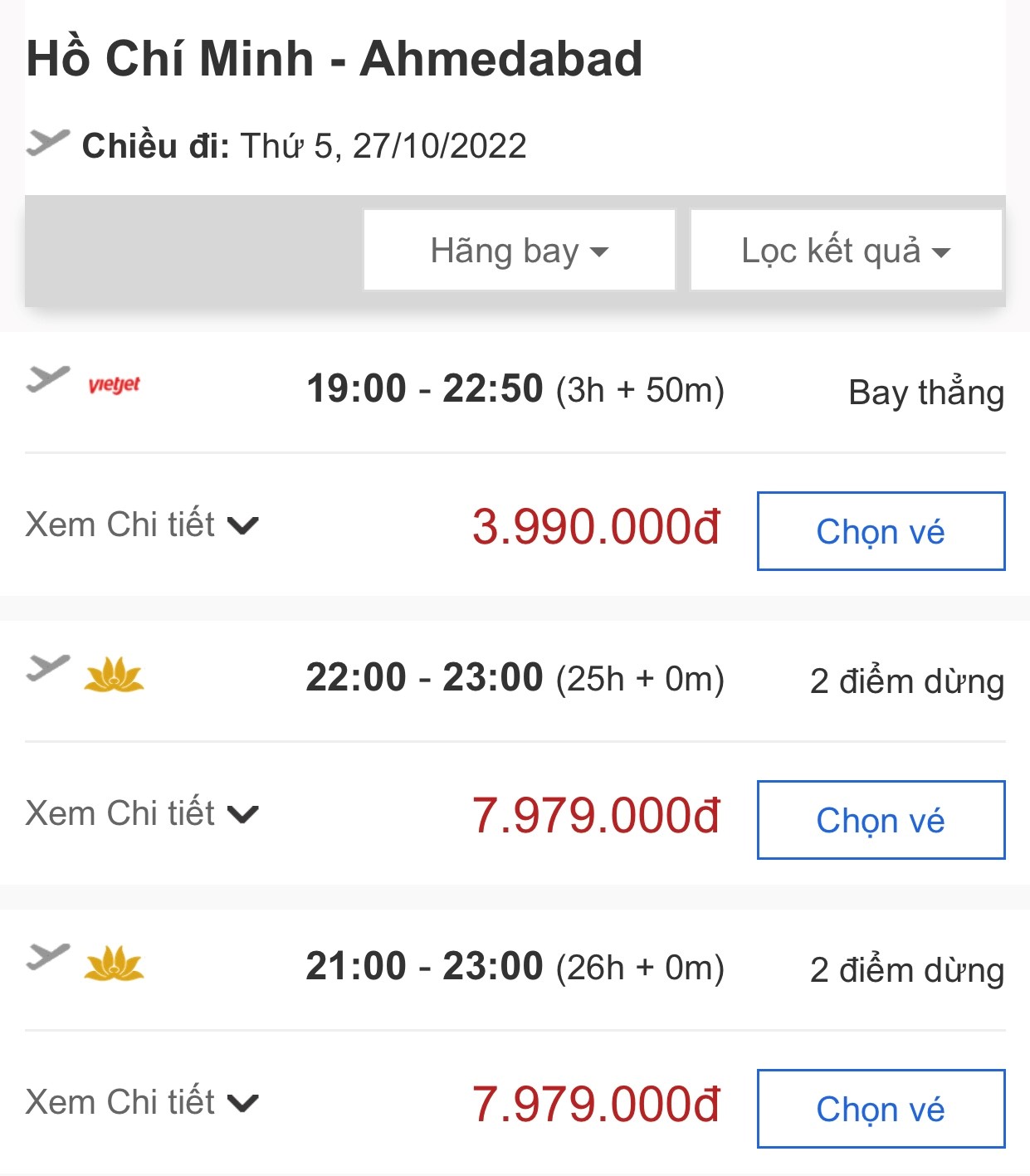 Thời gian bay từ Hồ Chí Minh đến Ahmedabad
