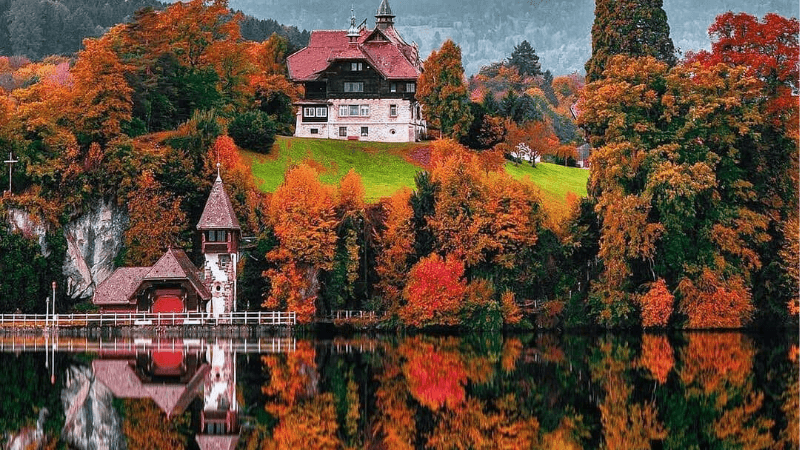 Mùa thu lãng mạn tại hồ Lucerne Thụy Sĩ