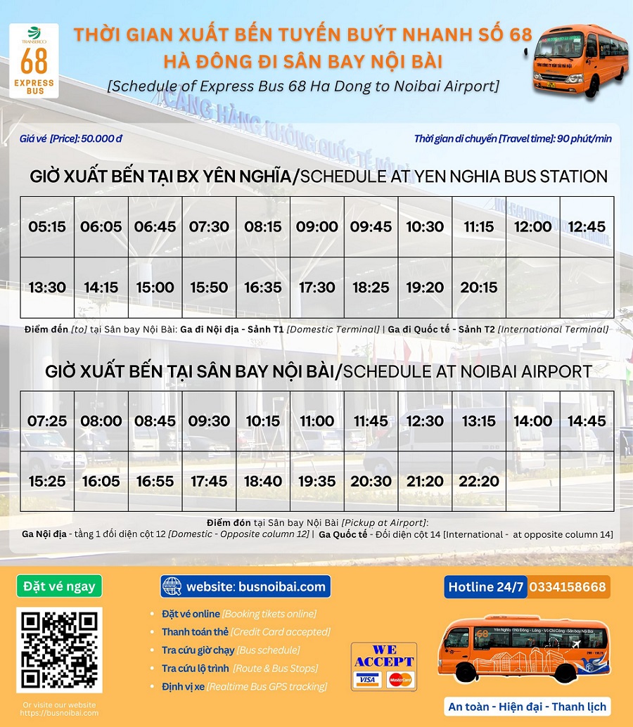 Lịch xuất bến xe bus Nội B&agrave;i - H&agrave; Đ&ocirc;ng 68