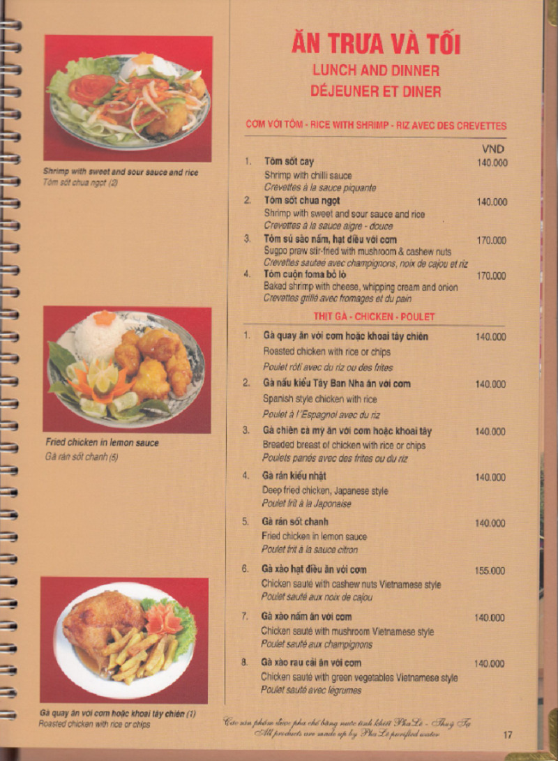 Nhà hàng phục vụ thực đơn đa dạng