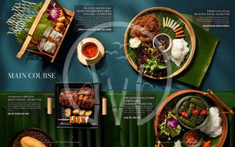Thực đơn các món ăn hấp dẫn tại nhà hàng
