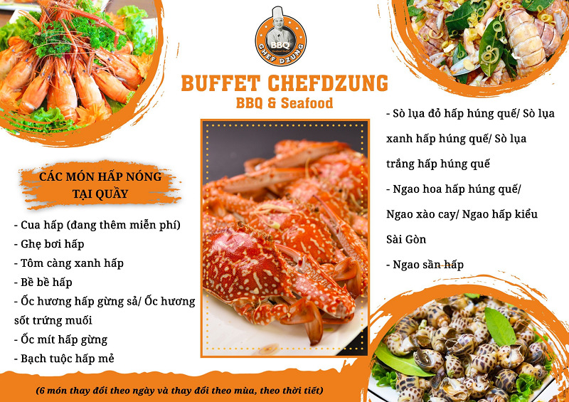 Các món hải sản tươi sống đều có trong menu nhà hàng Hà Nội