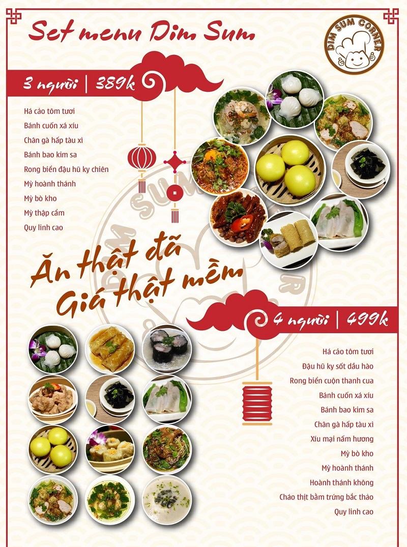 Thực đơn nhà hàng phục vụ dimsum và các món Trung Hoa