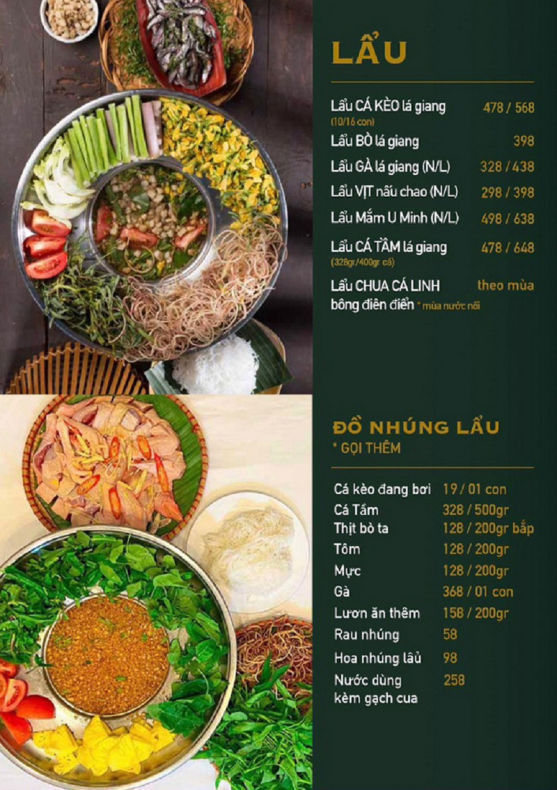 Thực đơn các món miền Nam tại nhà hàng