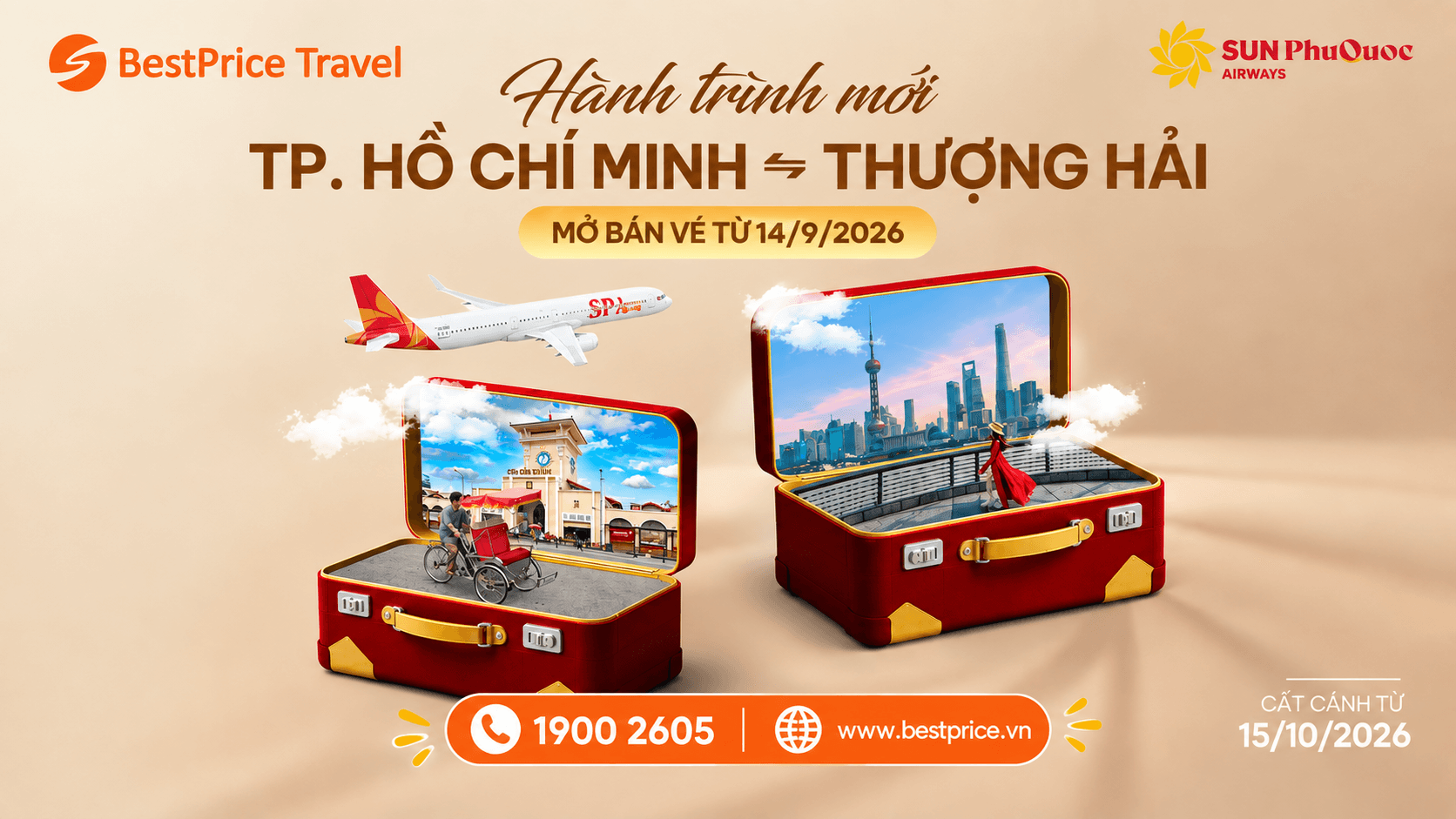 Sun PhuQuoc Airways mở đường bay thẳng TP.HCM - Thượng Hải