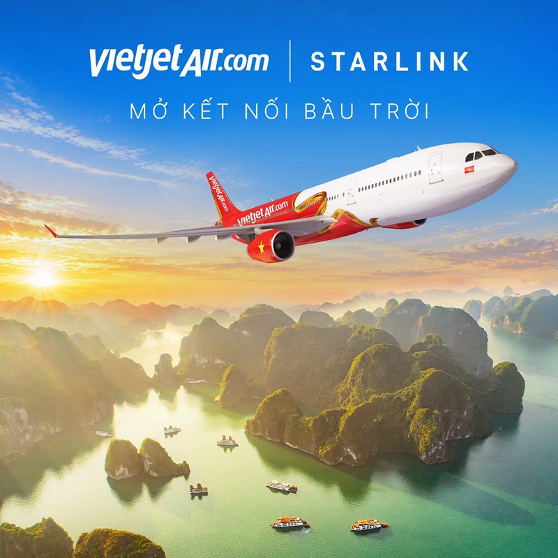 Vietjet Air hợp tác với Starlink cung cấp wifi trên máy bay
