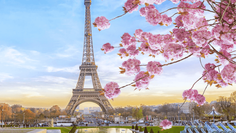 Hình ảnh tháp Eiffel mùa xuân