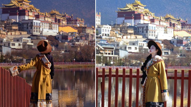 Du kh&aacute;ch check in với to&agrave;n cảnh tu viện từ xa