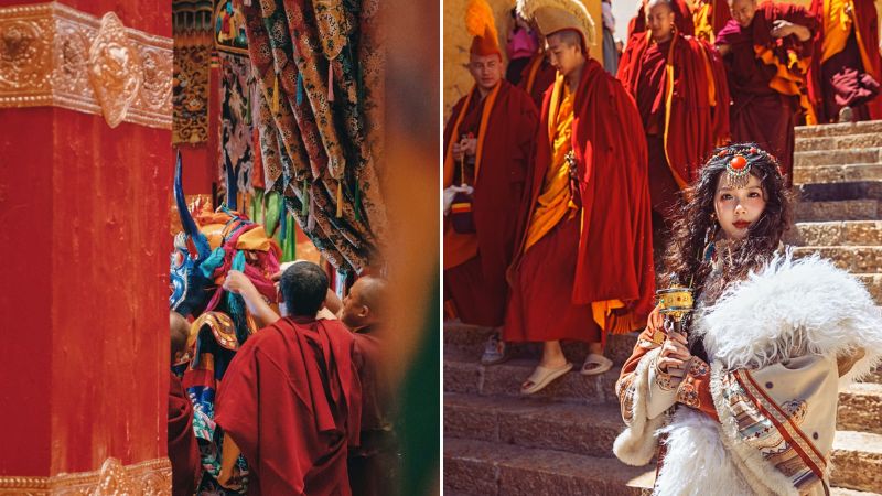 Du kh&aacute;ch c&oacute; thể tr&ograve; chuyện với c&aacute;c tăng sĩ để hiểu hơn về Phật gi&aacute;o T&acirc;y Tạng