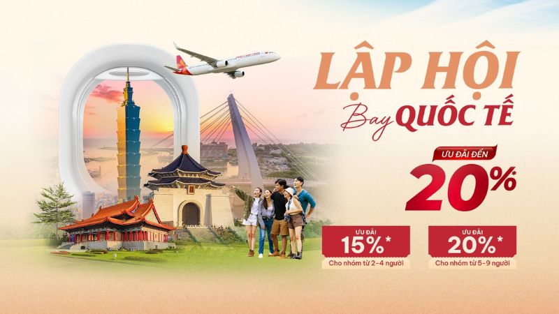 Sun PhuQuoc Airways ưu đ&atilde;i 20% bay quốc tế