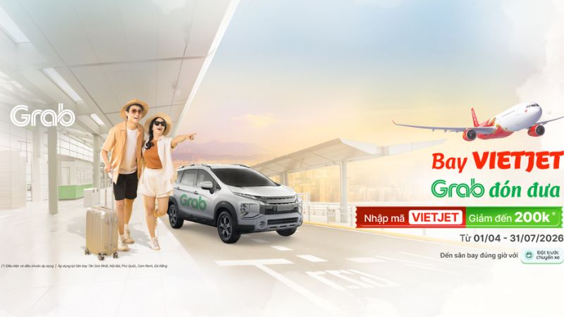Bay Vietjet Grab đ&oacute;n đưa