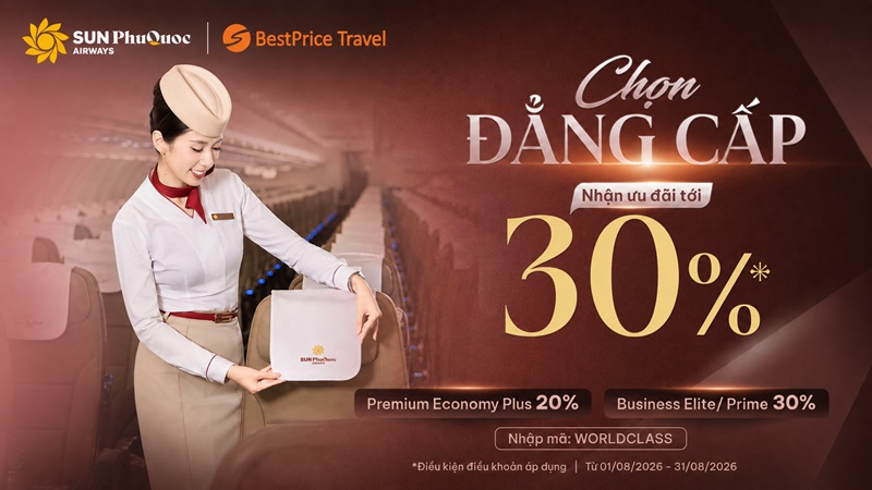 Giảm đến 30% các hạng vé cao cấp cùng Sun PhuQuoc Airways