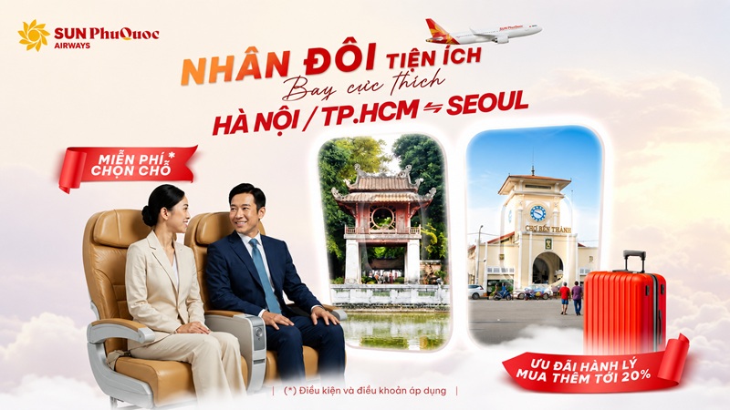 Sun PhuQuoc Airways ưu đãi chọn ghế ngồi và hành lý