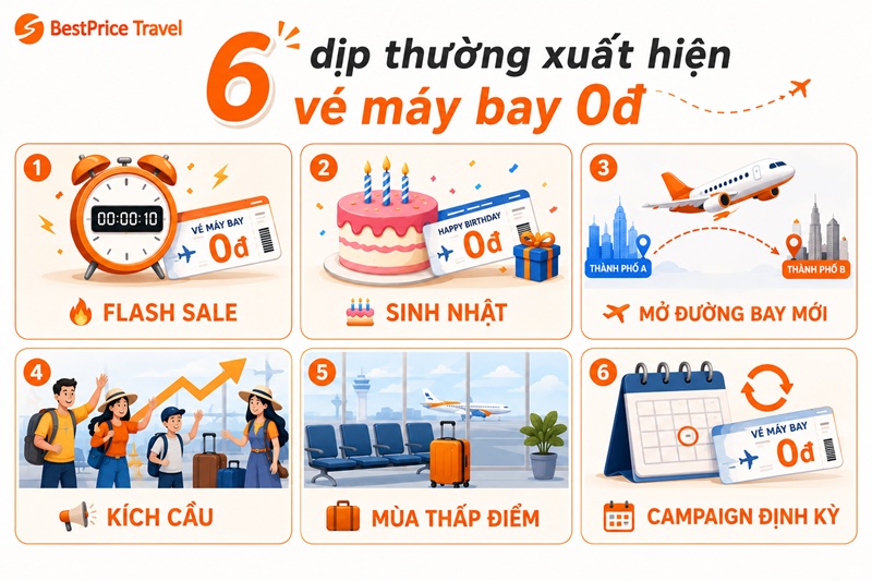 Các dịp thường xuất hiện vé máy bay 0đ