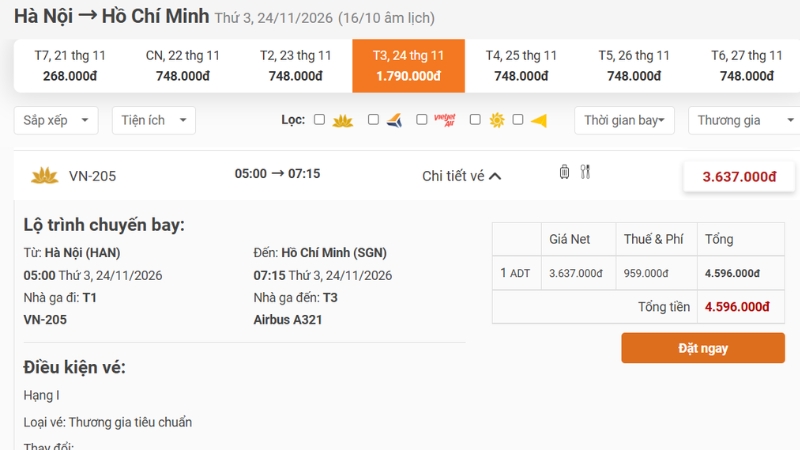 Xem chi tiết chuyến bay Thương gia và đặt vé tại BestPrice.vn