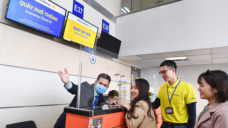 Vị trí quầy check in tại sân bay Nội Bài của Vietravel Airlines
