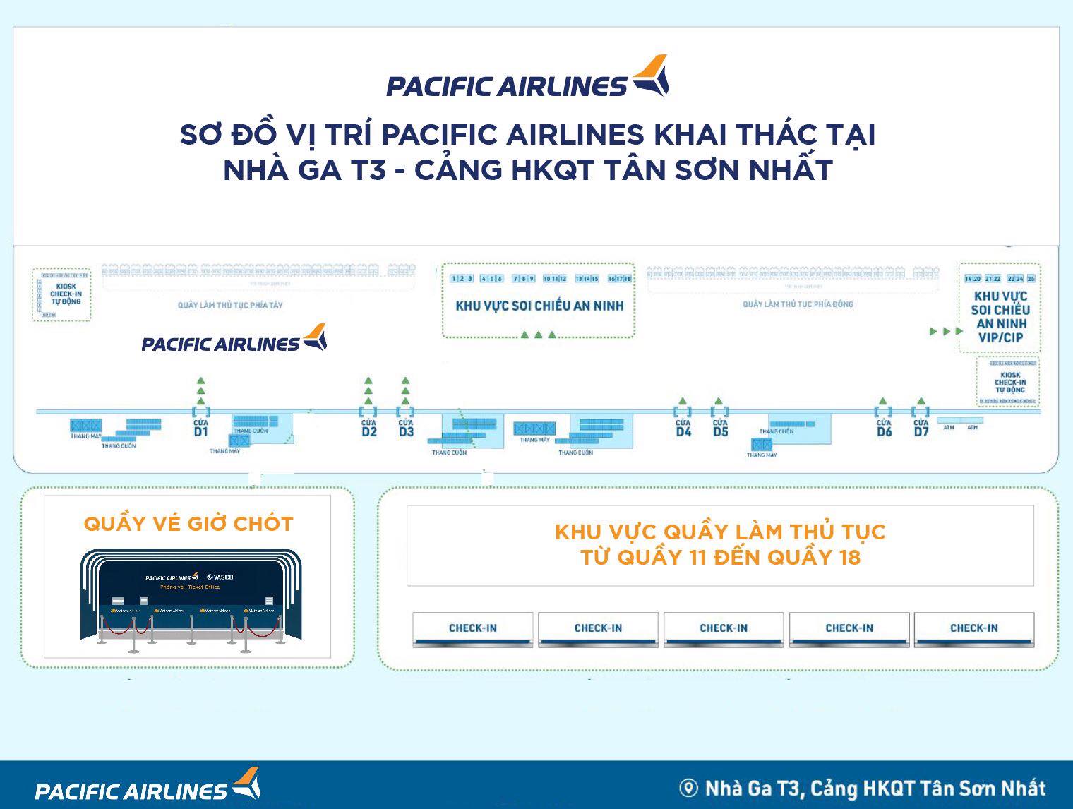 Quầy check-in Pacific Airlines tại sân bay Tân Sơn Nhất