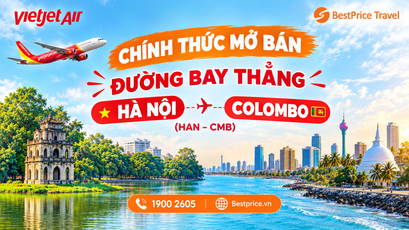 Vietjet mở đường bay mới Hà Nội – Colombo
