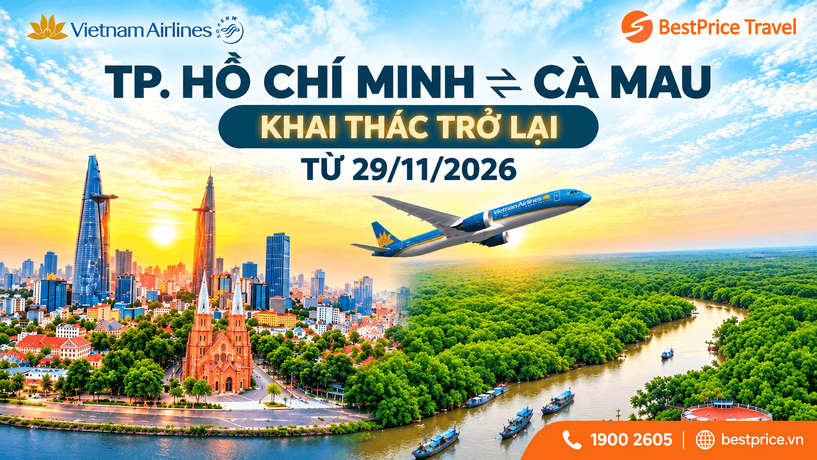Vietnam Airlines dự kiến khôi phục đường bay TP.HCM - Cà Mau