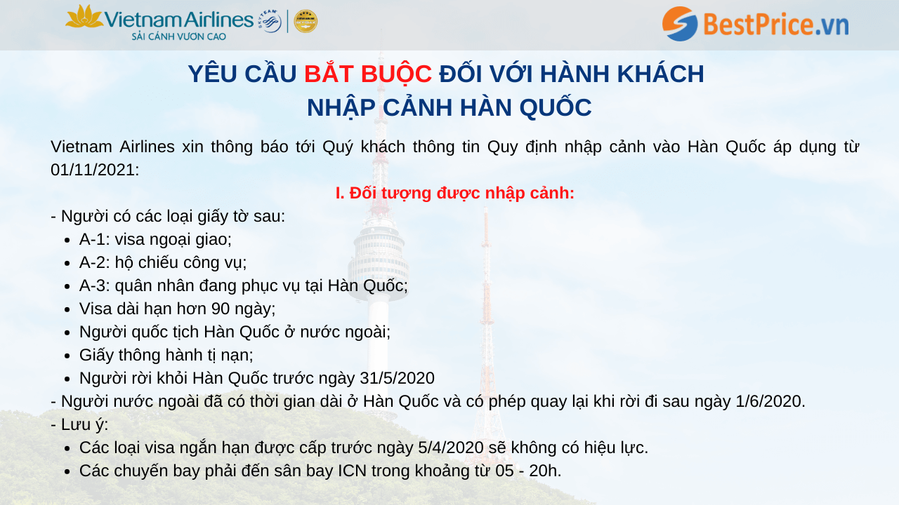 Đối tượng được nhập cảnh Hàn Quốc trong giai đoạn dịch COVID-19