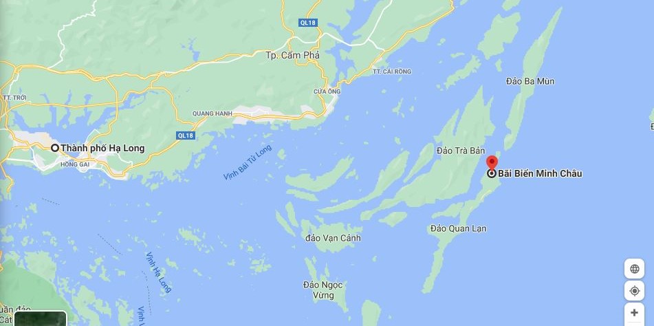 Bản đồ di chuyển đến bãi biển Minh Châu