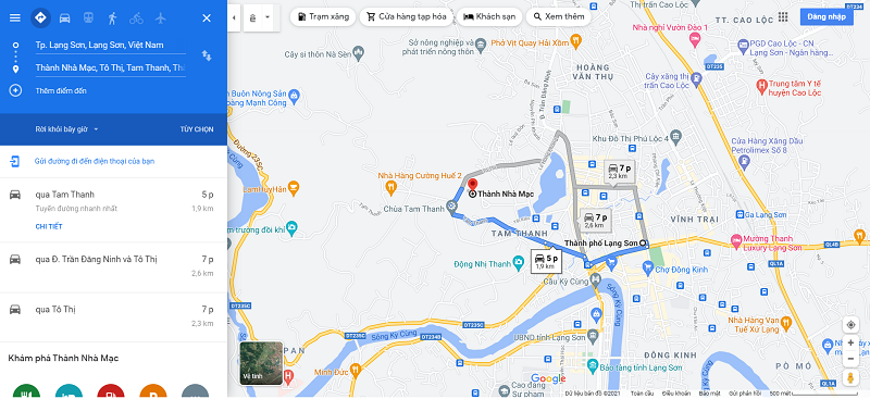 Cách di chuyển từ trung tâm thành phố Lạng Sơn đên thành Nhà Mạc