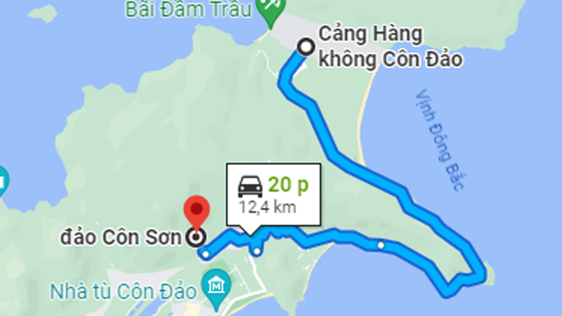 Thời gian di chuyển từ sân bay Côn Đảo về trung tâm khoảng 20 - 30 phút