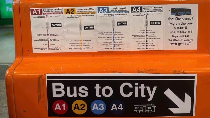 Thông tin các tuyến bus sân bay Don Mueang vào trung tâm Bangkok