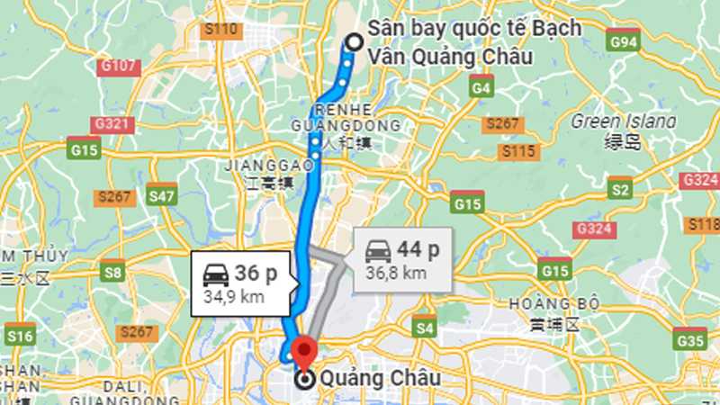 Di chuyển từ sân bay Quảng Châu về trung tâm thành phố khoảng 40 - 60 phút