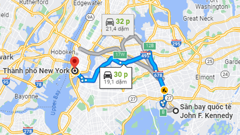 Từ sân bay John F Kennedy đến trung tâm New York khoảng 25 - 30 phút