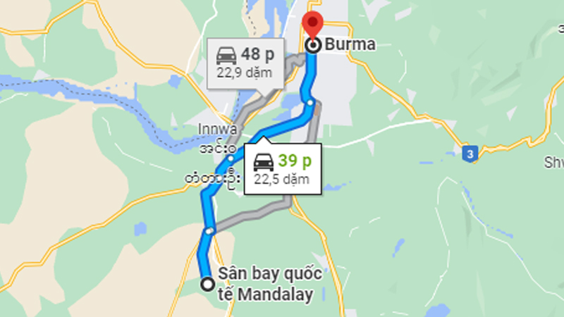 Từ sân bay Mandalay về trung tâm thành phố mất khoảng 40 - 50 phút