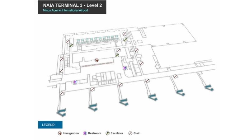 Sơ đồ Tầng 2 - Nhà ga hành khách T3 sân bay quốc tế Manila