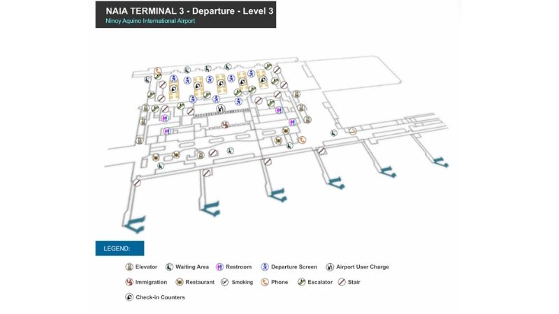 Sơ đồ Tầng 3 - Nhà ga hành khách T3 sân bay quốc tế Manila