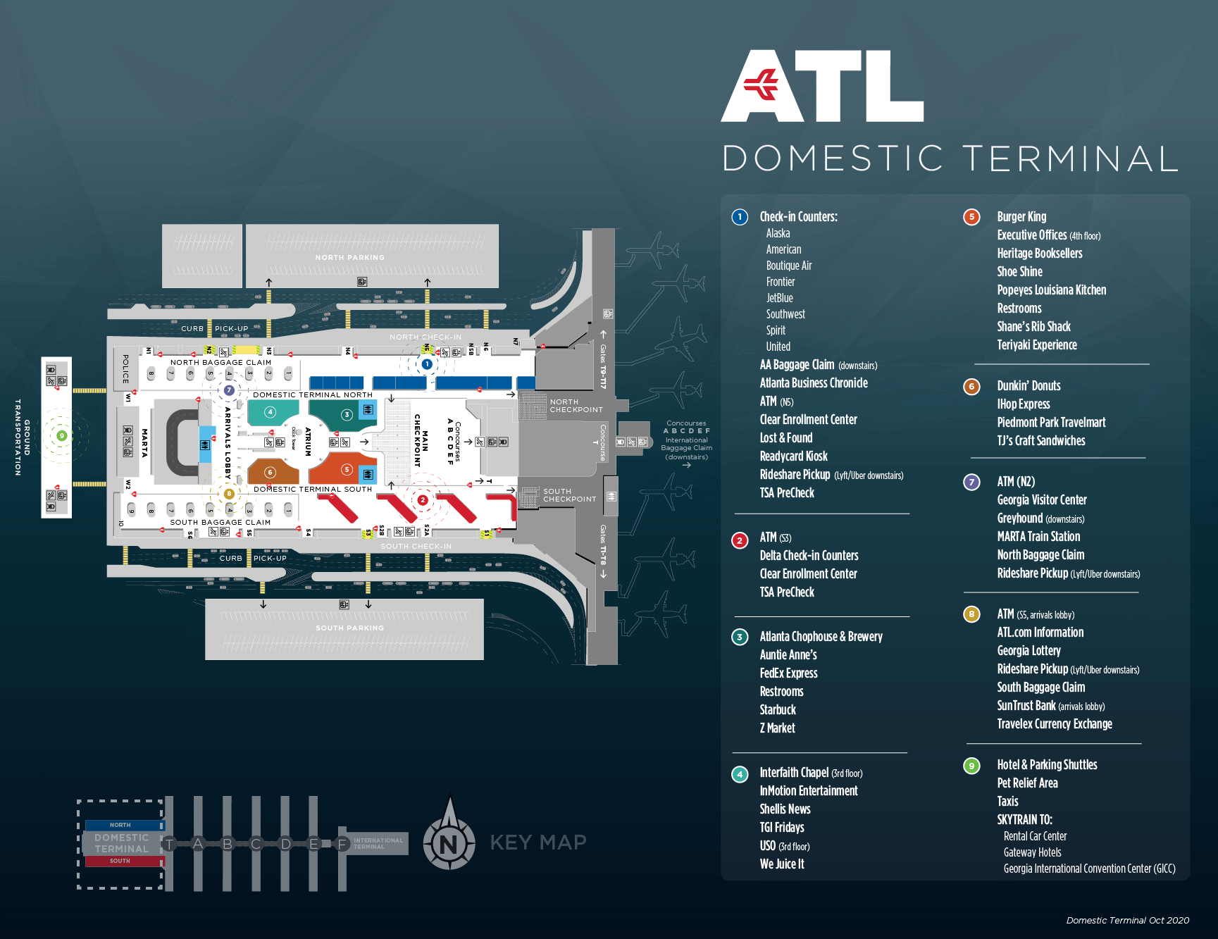 Sơ đồ Nhà ga nội địa của Sân bay Atlanta