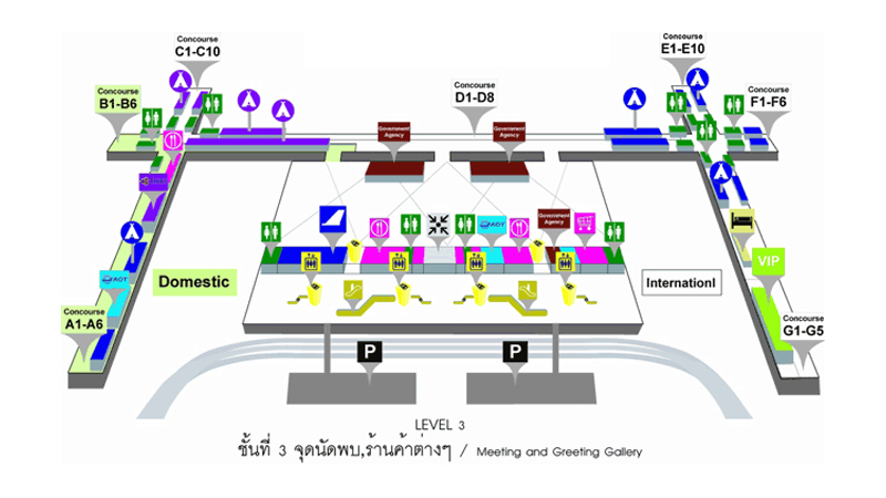 sơ đồ tầng 3 nhà ga hành khách sân bay Bangkok