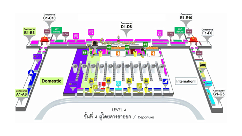 Sơ đồ tầng 4 nhà ga hành khách sân bay Bangkok
