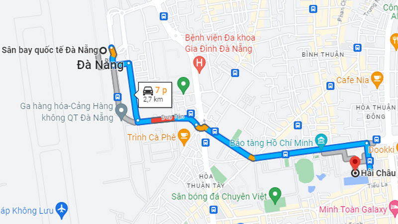 Thời gian di chuyển từ sân bay về trung tâm Đà Nẵng khoảng 35 - 40 phút