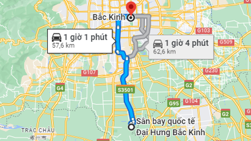 Thời gian từ sân bay Đại Hưng về trung tâm Bắc Kinh khoảng 1 giờ