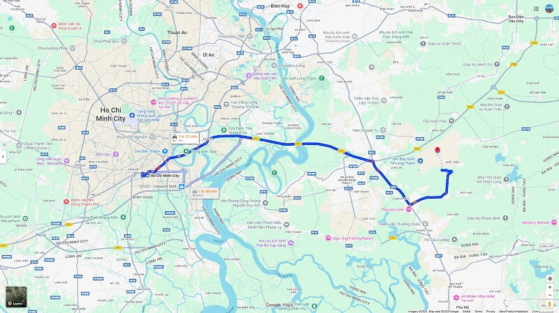 Thời gian di chuyển từ sân bay Long Thành về trung tâm TP. HCM